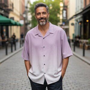 402 MEN'S XXL PURPLE HOMBRE BUTTON DOWN SHIRT